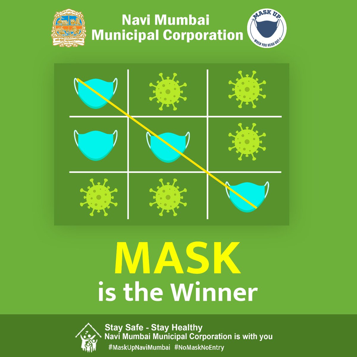 Navi Mumbai Municipal Corporation (@nmmconline) on Twitter photo Wearing a mask is not only important, itтАЩs life-saving.
Mask is the Winner
@abhijitbangar
<a href="/NMMCCommr/">NMMC Commissioner</a>
#MaskUpNaviMumbai
#NoMaskNoEntry
#covi╠Зd_19
#IndiaFightsCorona Wearing a mask is not only important, itтАЩs life-saving.
Mask is the Winner
@abhijitbangar
<a href="/NMMCCommr/">NMMC Commissioner</a>
#MaskUpNaviMumbai
#NoMaskNoEntry
#covi╠Зd_19
#IndiaFightsCorona