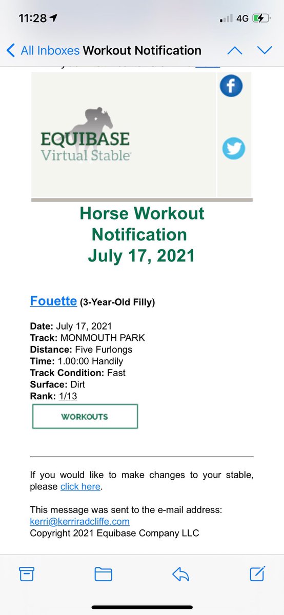 Fouette worked a bullet this morning at Monmouth park. 💥🤞🏼🏇 #ladysheilastable #fouette #monmouthpark #thoroughbred #speeddemon #blazingfast #fastfilly