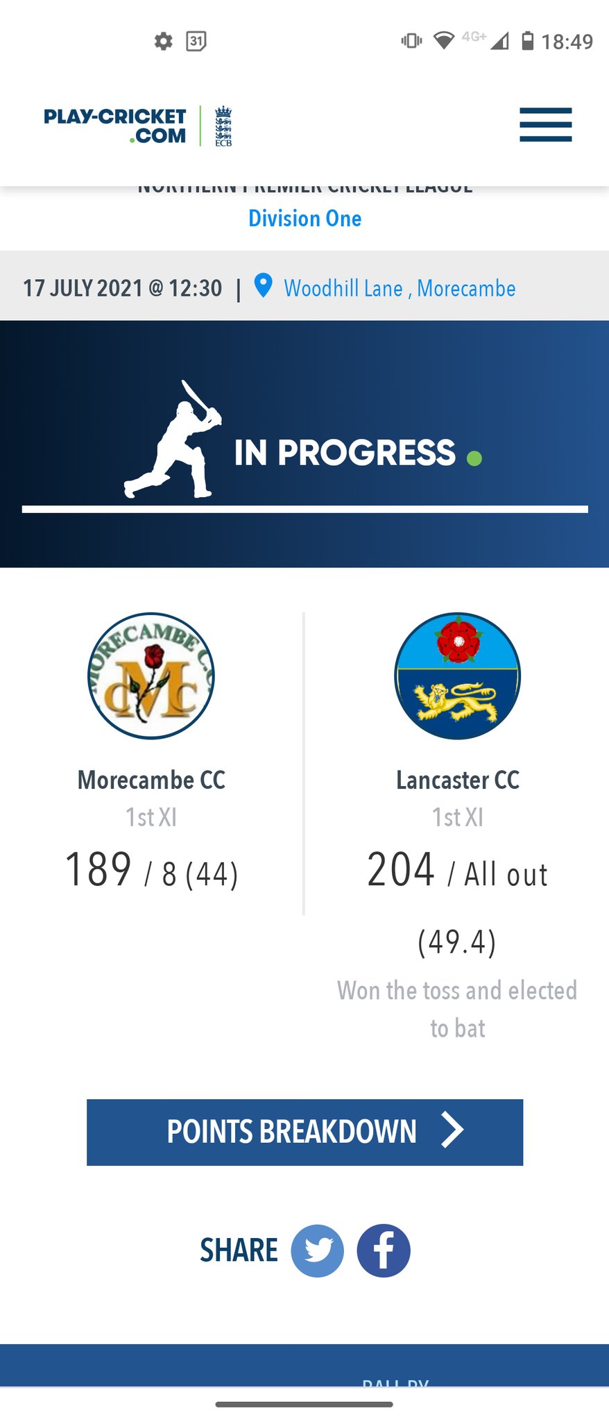 Northern Cricket League on Twitter