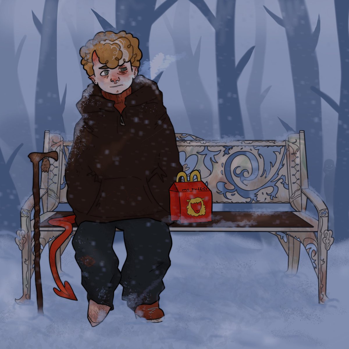 bozoblin's tweet photo. he picked up McPuffys on his way to Snowchester :] 
#tommyinnitfanart #dsmpfanart https://t.co/qxV7RJRGrP