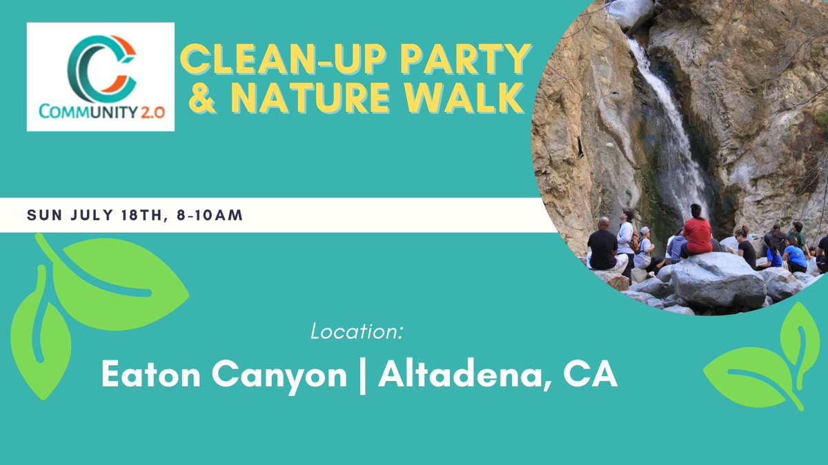 Community2_0's tweet image. Join Community-2.0 tomorrow for a Nature Walk and Clean-up Party at Eaton Canyon in celebration of Plastic-free July! 

eventbrite.com/e/c-20-nature-…

#community #plasticfreejuly #sustainability #environment