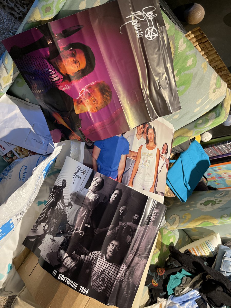 JoeAAlonzo's tweet photo. These would have been rad except USPS ruined them.
Regardless, these are the guys I looked up to as a kid and eventually helped lead my career in development and also video games.
#idsoft @romero @ID_AA_Carmack https://t.co/eaN7sQ1tHl