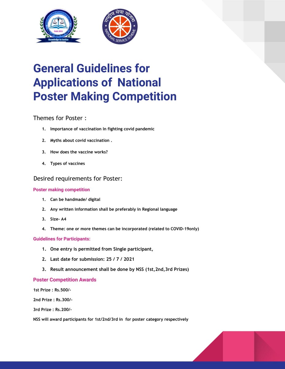 adnan61166514's tweet photo. NSS unit of Government Institute of Forensic Science, Nagpur

organizes

National Poster Making Competition
#nss #gifsc #nagpur # poster #Competition #participation 

Submition link

https://t.co/0yrMDPmHjc https://t.co/6SuHcv6JFE