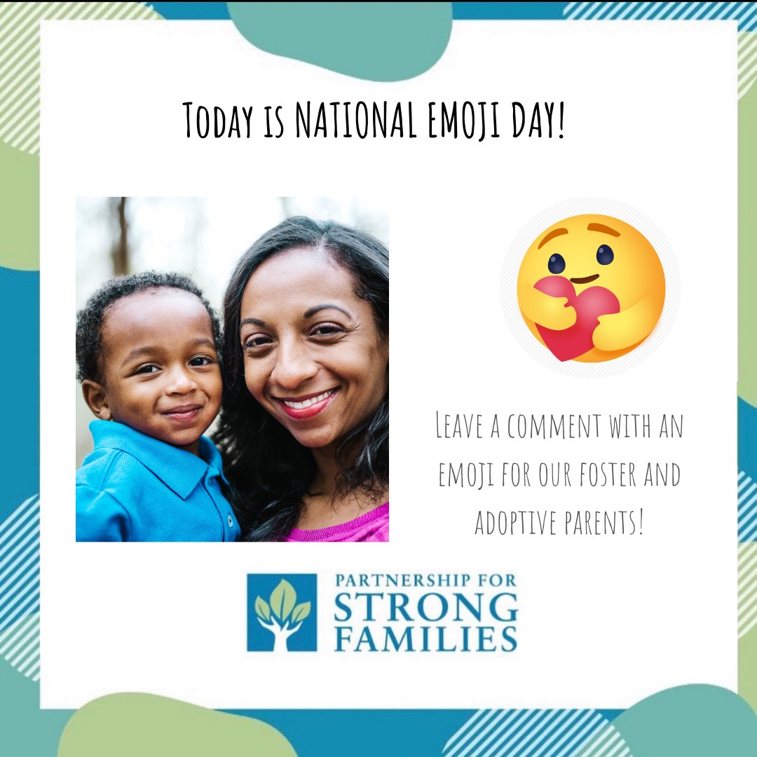 Happy #NationalEmojiDay! Today, we’re feeling *happy face emoji thanks to our incredible foster and adoptive families! Leave a fun emoji in the comment section below for a foster or adoptive family in your life.