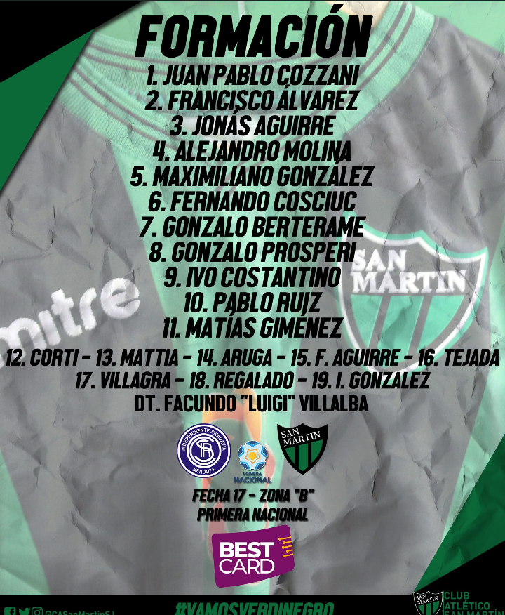 PLATEANUMERADA1's tweet photo. #PlateaNumerada | Ya están jugando #PrimeraNacional
 ⚽ PT ⚽
@CSIRoficial 0-0 @CASanMartinSJ 
Así están parados los equipos en la cancha...
@PLATEANUMERADA1 en el aire de @Cadena3Com 97.7 Mendoza. https://t.co/rCF77JcNrA