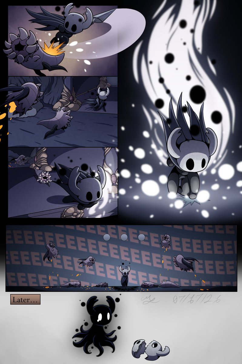 #Hollowknight #Hollowknightcomic #twgore #twdismemberment #flukemon

The moral of this comic: Never use the downward spell near Flukemons. ESPECIALLY when you're in critical mode.