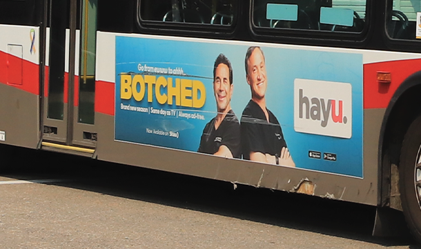 TechSpotlight_'s tweet photo. @calgarytransit Might want to bring in unit #8273 to the body shop.  On the passenger side of the bus, on the panel in between the doors (where the ad is) there is quite a lot of visible damage. (see photo).  Thought I'd bring this to your attention.  Thanks! https://t.co/mPiNFQaq0v