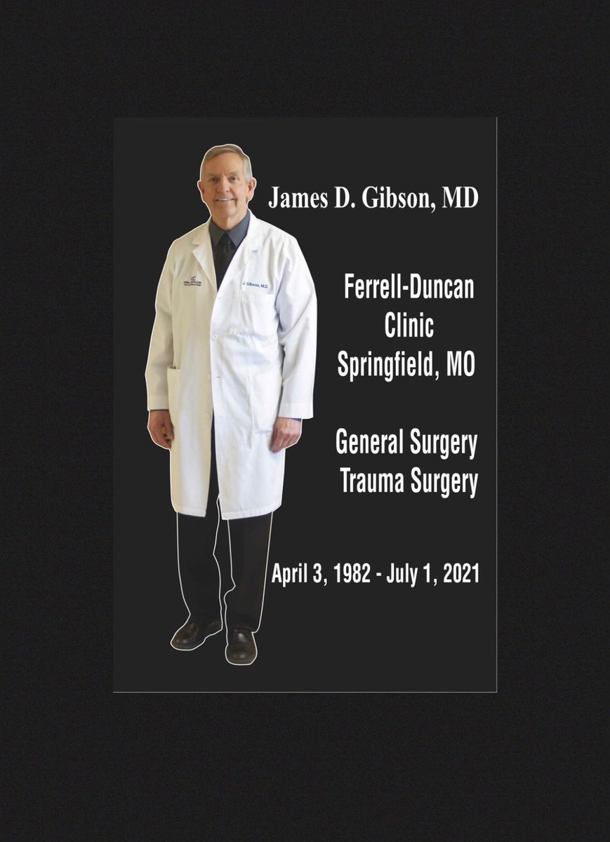 JMD57027849's tweet photo. Retirement party for Dr Jim Gibson last night. 39 years surgical career at Ferrell-Duncan Clinic and CoxHealth and 26 years as my mentor. He has helped thousands of patients in SW Missouri. He is loved by patients, staff and colleagues. He will be missed. https://t.co/gN5SrhCILQ