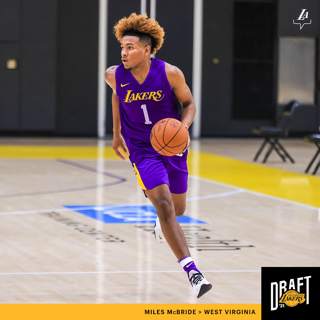 Lakers's tweet photo. @jadenspringer11 @Vol_Hoops Working out for the #LakeShow today: Miles McBride

@deucemcb11 x @WVUhoops https://t.co/nkcy7AyqIj