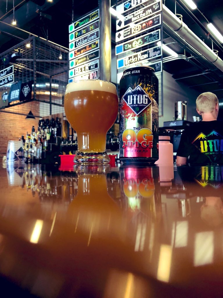 UtahBeer's tweet photo. Stop ✌️brings us to Utah Ogden Brewing (UTOG). Drinking some of the O.G. Juice! Barely a week old & full of papaya and orange peel from the hops. If you’re a fan of the #NEIPAs you’d better ‘talley-ho’-it to UTOG ASAP. https://t.co/HTEkmiq2QT