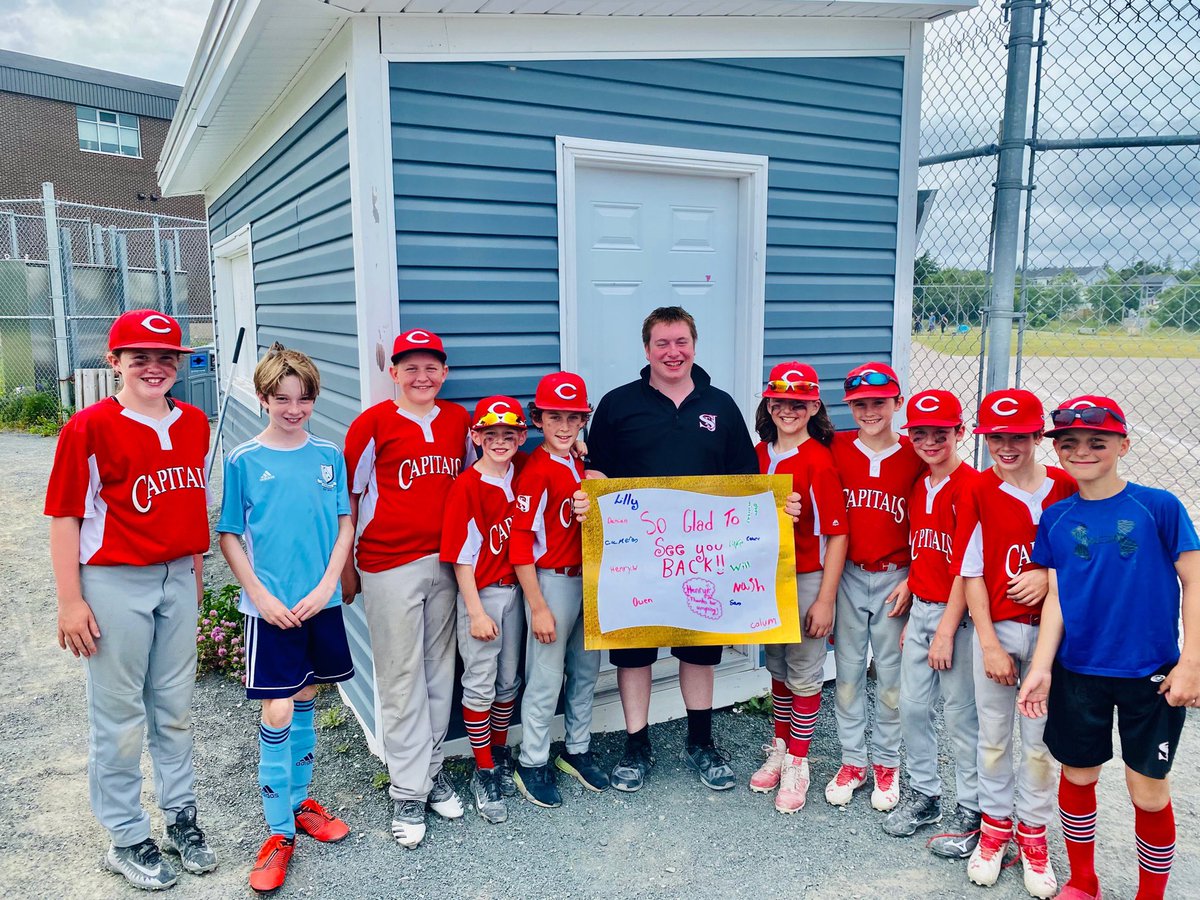 In yesterday’s game, our umpire in the infield, Nathan, took a hard hit. As you can imagine, these kids were concerned for him but they were really happy he was ok and back at it again today. They made a poster to welcome him back #gocaps #bestkids #kindness <a href="/baseballstjohns/">Baseball St. John's</a>