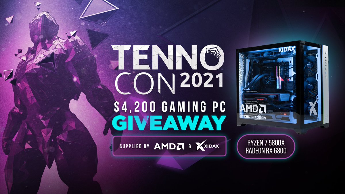 Get ready for The New War with the ultimate #TennoCon giveaway. 💓 Like and RT 📢 Reply with #Warframe Enter here: warfra.me/pc Thanks to our sponsors @AMDRyzen @AMDGaming and @xidaxpcs!