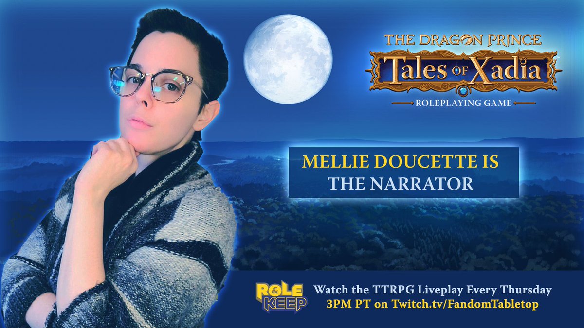 Every '#TalesOfXadia: #TheDragonPrince RPG' tale needs a Narrator... And when we begin our new #TheDragonPrince tale on twitch.tv/FandomTabletop, our Narrator will be #CortexRPG's very own <a href="/MellieDM/">Skellie Boocette 🇨🇦</a>! #liveplay #TTRPG

Keep an eye out tomorrow for our next player announcement! 😉