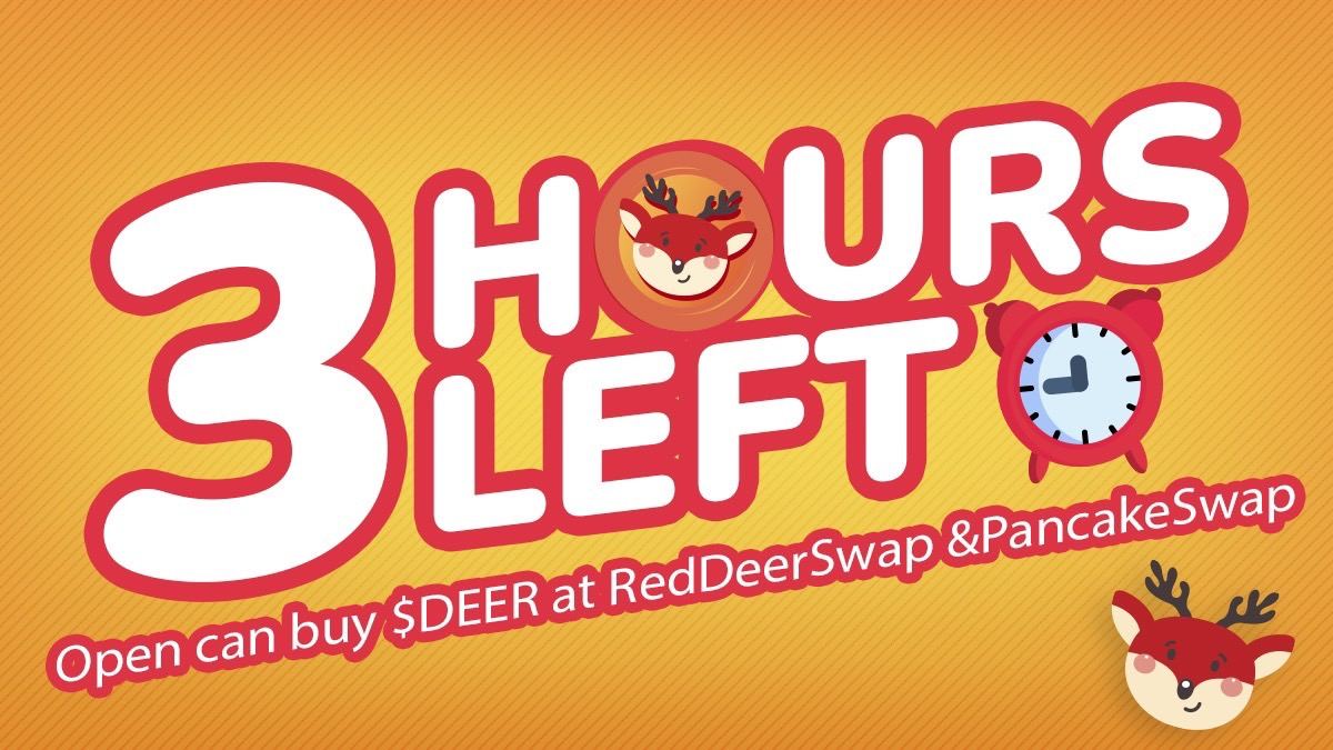 🔥Are you guys ready to get 🦌$DEER token?🔥
waiting is almost over! PUBLIC SALE IS ONLY 3 HOURS LEFT...🚀
✅ Click BUY exchange.reddeerswap.finance/#/swap

#reddeerswap #BTC  #BNB  #Airdrop #BSC #DeFi #Bitcoin
