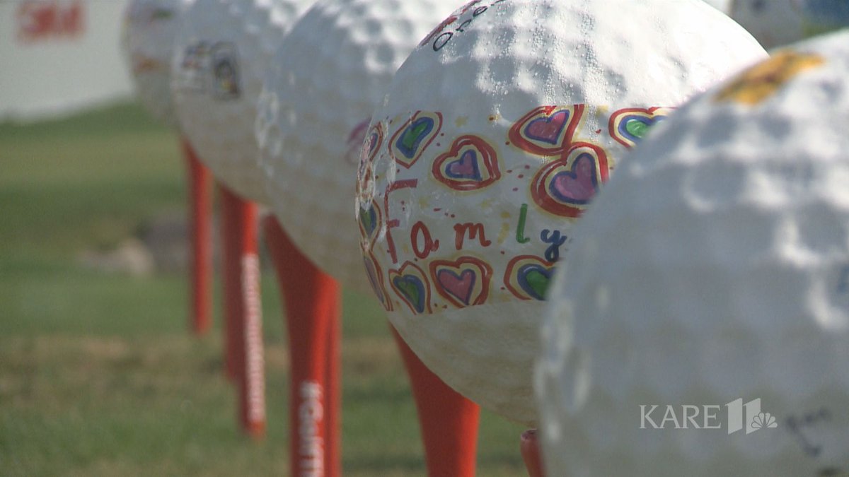 ItsAndyMac_'s tweet photo. Even on a sunny day at the @3MOpen , you'll be able to see a rainbow. 

🌈🙌⛳

These golf balls feature art from patients (like Tripp Smith) at @UMNChildrens . The tournament is also helping raise money for art therapy. Story tonight on @kare11 #kare11sports https://t.co/PYBHGjj44G