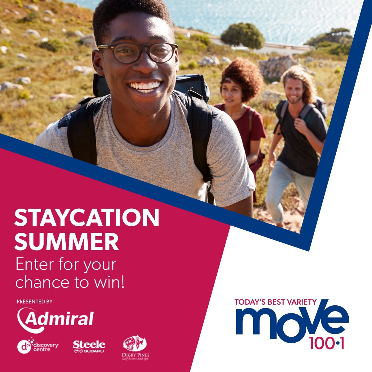 Today’s SUMMER STAYCATION ☀️ keyword is posted on our Facebook page right NOW! 

Text 📲 it in before 9pm to win a sweet prize pack from:

<a href="/DiscoveryCntr/">Discovery Centre</a> 
<a href="/SteeleSubaru/">Steele Subaru</a> 
<a href="/DigbyPines/">Digby Pines Golf Resort and Spa</a> 
<a href="/AdmiralJobsHfx/">Admiral Jobs - Canada</a> 
 
💙
