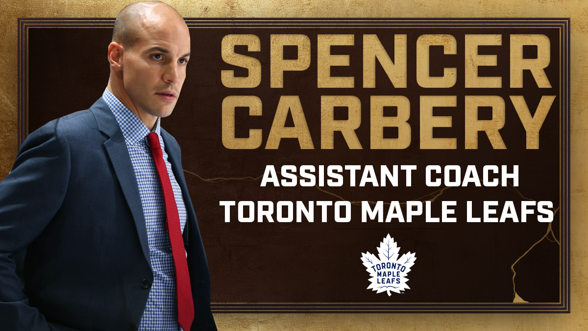 NEWS: Spencer Carbery has been hired as an assistant coach by the NHL's @MapleLeafs. Carbery went 104-50-9-8 in his three years with Hershey, and was named the AHL's Outstanding Coach this past season. hersheybears.com/news/detail.ph…