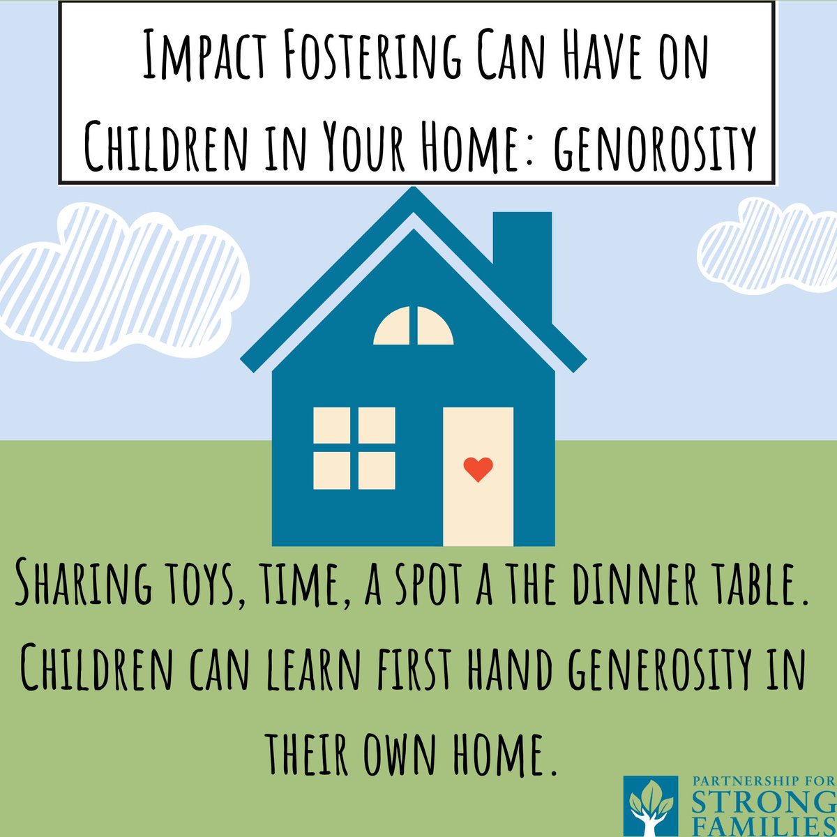 Children that live alongside youth in foster care can learn how to be generous with the resources in their home!
 
To learn more about foster care, visit our website at partnerfamily.org! #FosterCareImpact