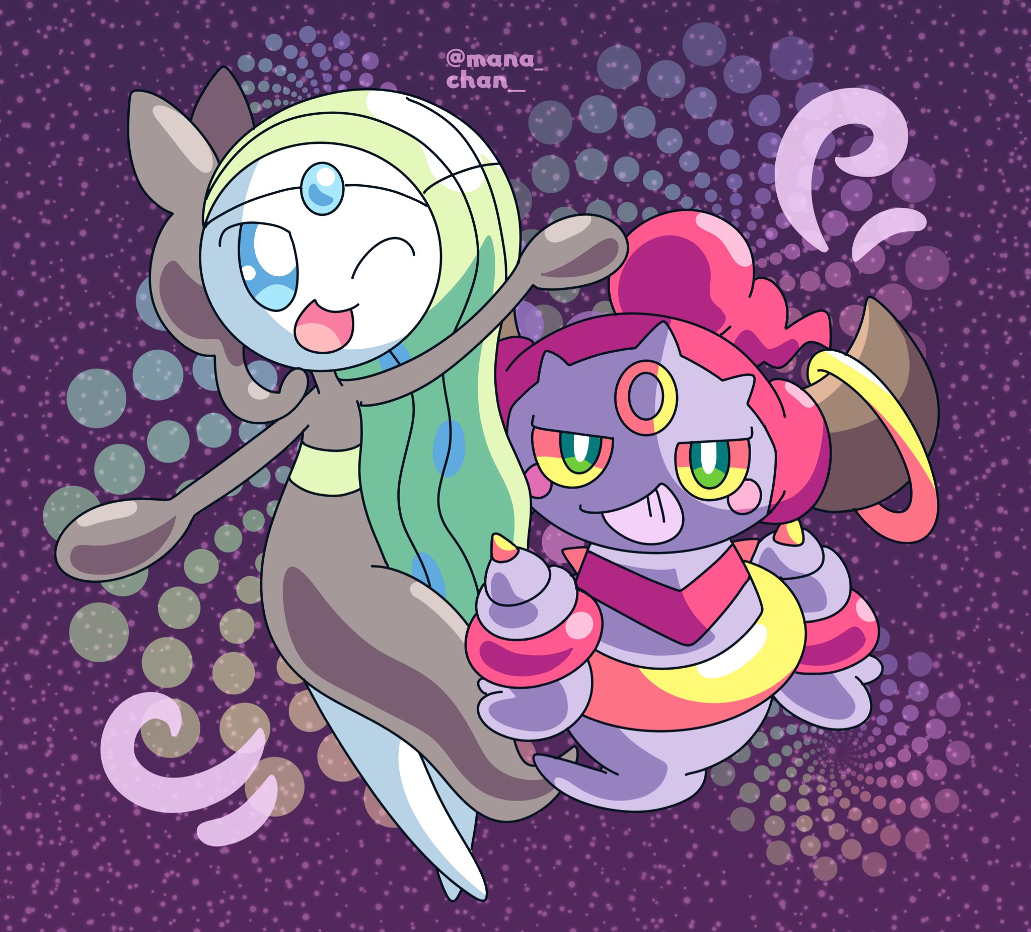 ✩°｡⋆⸜(ू˙꒳​˙ ) CEO of gatitos 🍃 on X: meloetta & hoopa dazzle it up ! ✨   / X