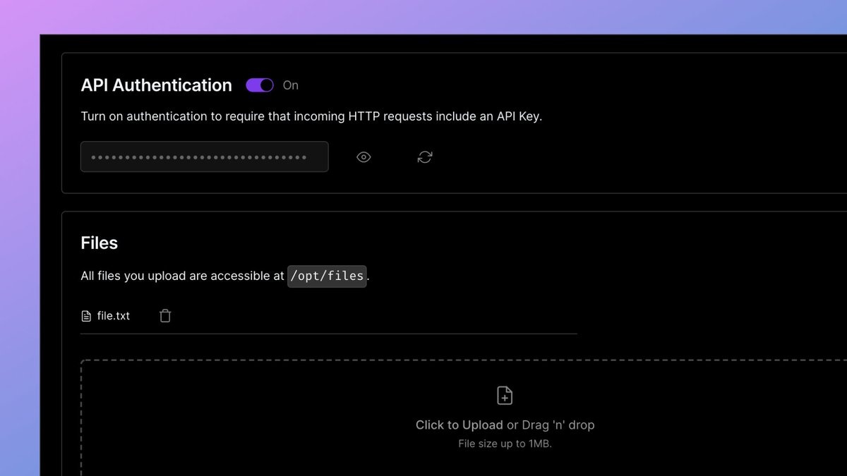 Napkin's tweet photo. 🍰 Some advanced features, now a piece of cake: one-click API Authentication and drag &amp; drop files for your API endpoint!

See more: https://t.co/ynsODNXTnT https://t.co/lyCpSuun4t