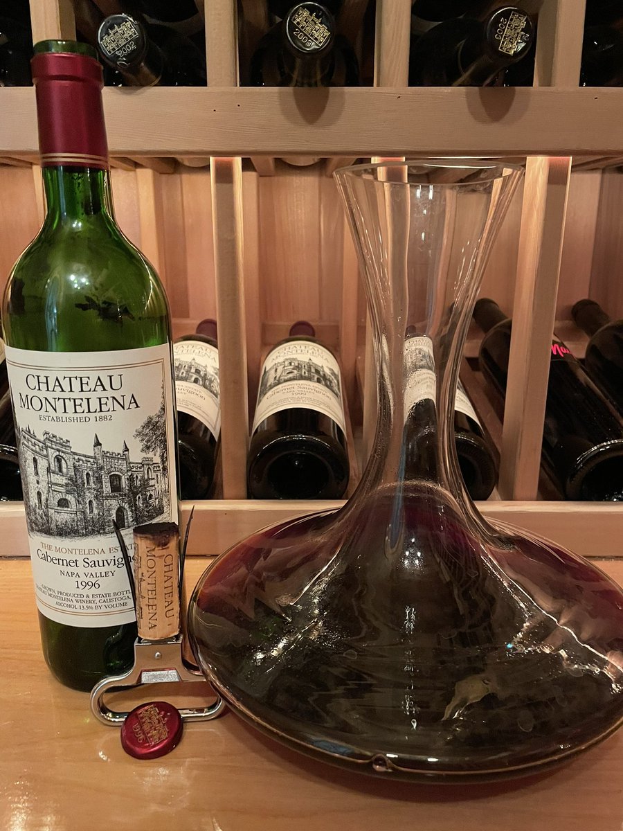 About to enjoy this 1996 #ChateauMontelena Estate Cabernet while watching my daughter and her friends engage in a highly competitive game of beer pong. Yikes….this could get ugly! 😉😆#NapaValley #Wine