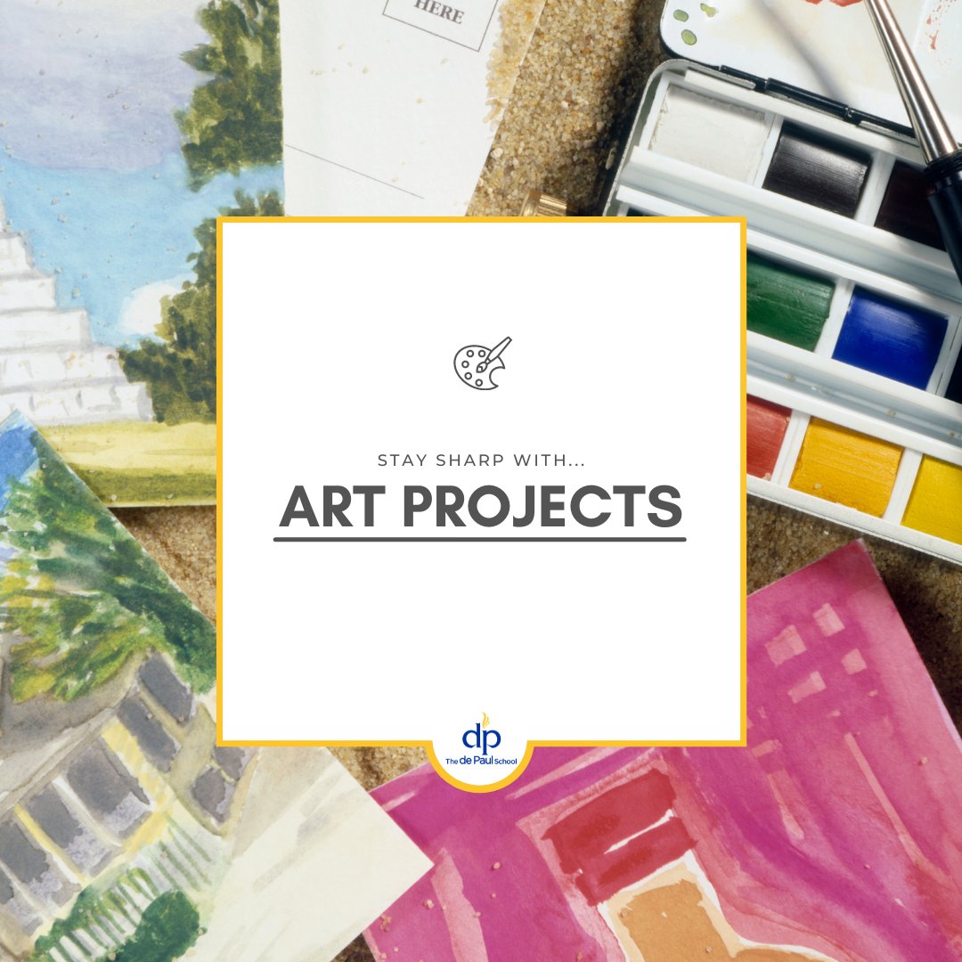 dePaulSchoolKY's tweet image. Parents,  we are sharing some of our favorite activities to help keep kids' brains busy in our new series, #StaySharpSaturday!
Art projects: Let your kids pick out coloring books, create chalk murals on the sidewalk, or visit an art supply store to see what catches their eye.