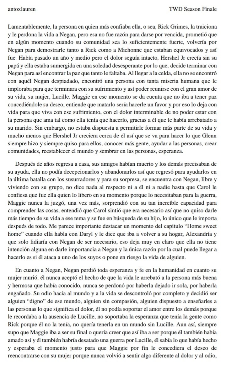 antoxlauren's tweet photo. • THE WALKING DEAD FANDOM •

Este es mi análisis con respecto a las posibles razones por las cuales existe un enfoque "Maggie - Negan".

• En español y en ingles.

• Me gustaria leer sus opiniones 😊 https://t.co/nSuSqSwGKL