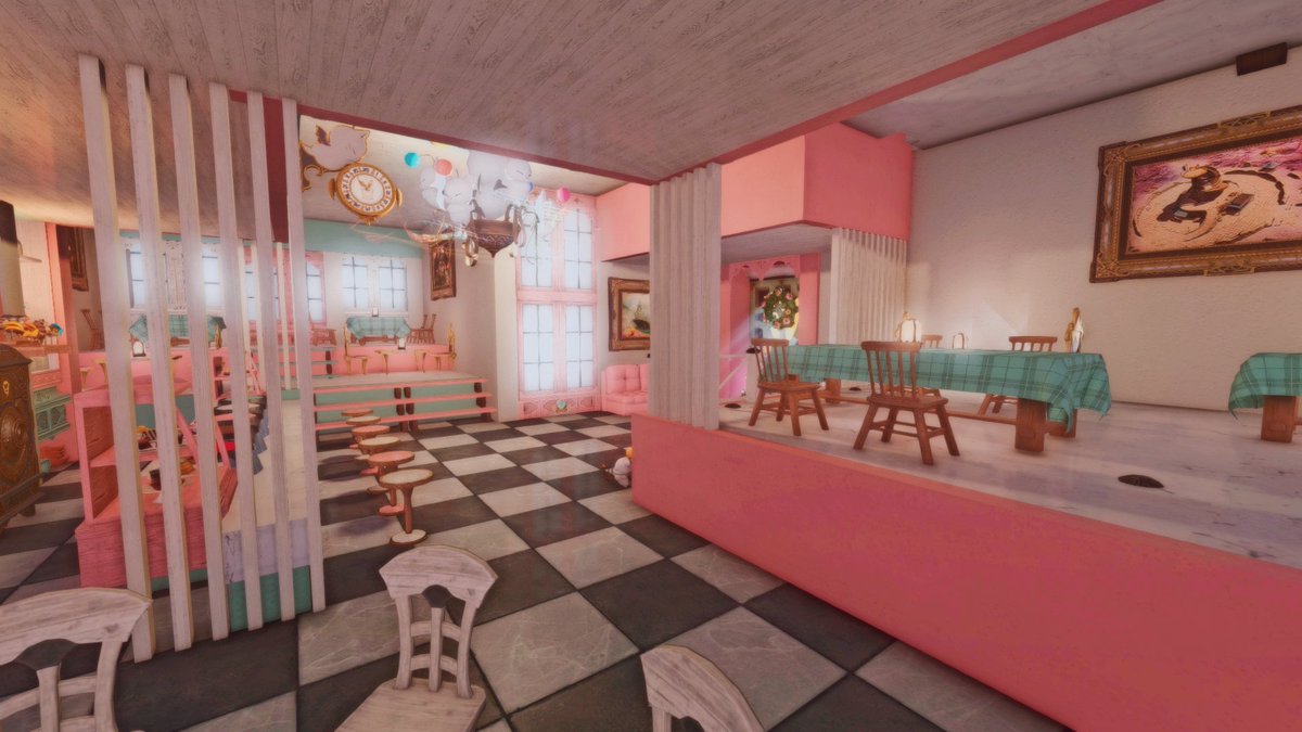 Sydsquicious's tweet photo. I've always said I was gonna make an ice cream parlor.  I got the chance when my neighbor allowed me to make one in her house for the MogStock festival happening this weekend (every night) on Mateus - LavBeds, Ward 22 Subdivision! #ffxivhousing #ffxivdesign #hgxiv #mogstock https://t.co/lJ8MkHxGn7
