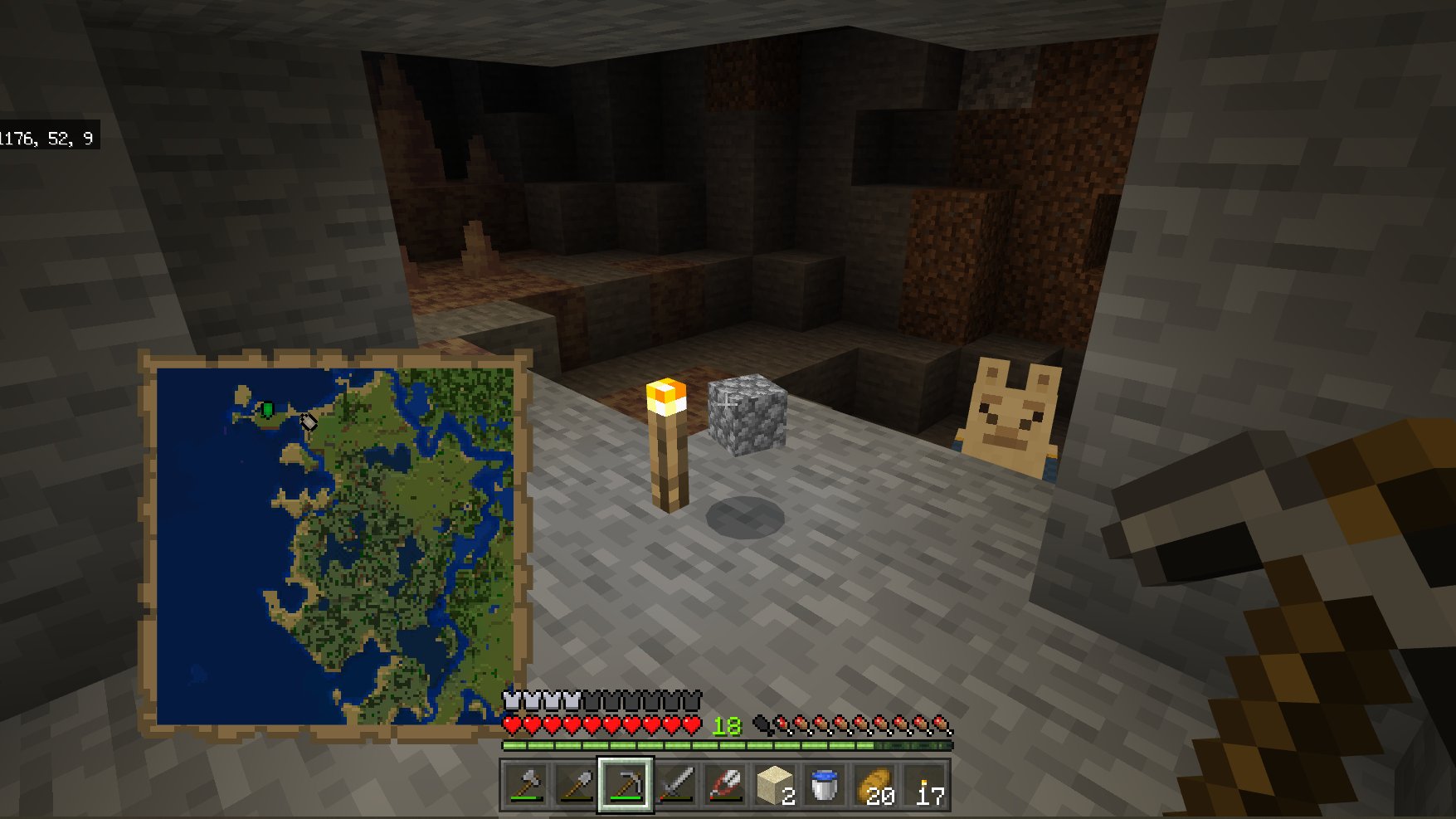 ミク マイクラlife V1 17新要素 鍾乳洞 最初の拠点の地下にある洞窟内で発見しました まだどのような効果があるのか分からず 尖ったドリップストーン を採取して持ち帰り っていうか行商ラマがこんなところにも 多すぎだよ Minecraft マイン