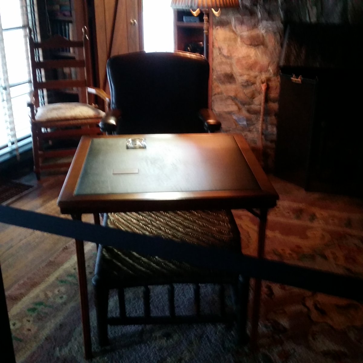 since_1775's tweet photo. Where FDR sat when he had a cerebral hemorrhage, posing for a portrait 4-'45. Warm Springs, GA. He was moved to his bedroom where he was pronounced dead 2 hrs later. https://t.co/5SFhRyY9Ck