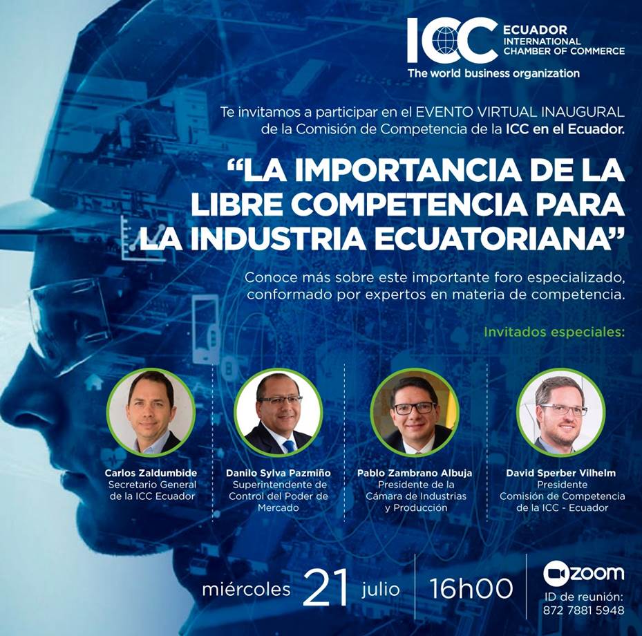 DavidSperber5's tweet photo. Invitamos al #evento "La importancia de la Libre Competencia para la Industria ecuatoriana" de la ICC ECUADOR. #Ecuador #antitrust #antitrustlaw #competencia #librecompetencia #camaradecomercio #law #lawyer #economics #economy #financelaw #industry #scpm #lorcpm #news #leyes https://t.co/RD6P8fFNgk