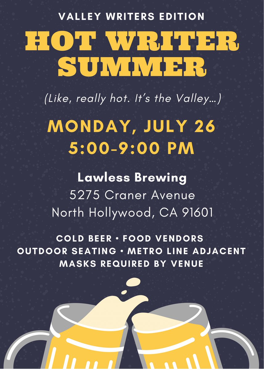 deannashumaker's tweet image. Valley writers, it's our turn! Come mix with us (and please RSVP so we can get a headcount estimate for the venue). #WGAValleyMix #HotWriterSummer  evite.me/9gb1gZqjCp