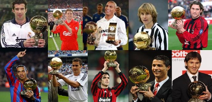 omundofut's tweet photo. Vencedores   da Bola de Ouro nos anos 2000. Que geração! https://t.co/FEgSTLeK3q