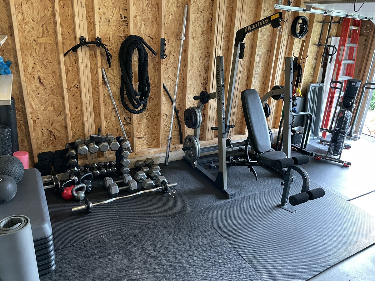 Holiday priority = setting up my home gym and taking over the garage. This is just the beginning - Sorry honey 😁
We all have that “thing” that help us stay “grounded” For me it’s a kick a$$ training session 🏋️‍♀️

#homeworkout #stayactive #fitat50 
#balance #WorkLifeBalance #goals