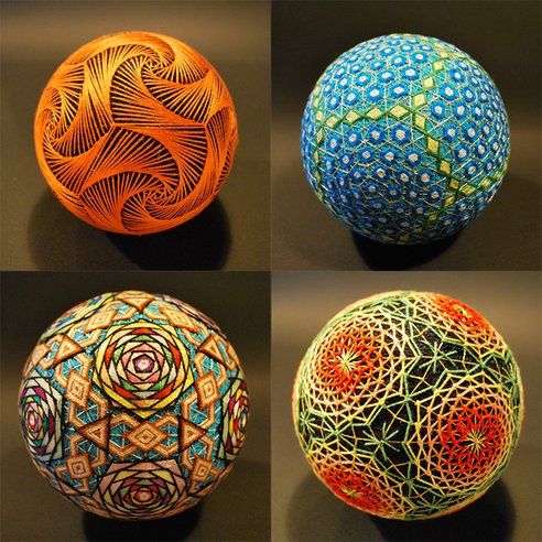 Japanese artist Nana Akua photographed her grandmother's embroidery - a folk artform known as Temari, meaning ‘hand ball’ and given as special gifts #womensart