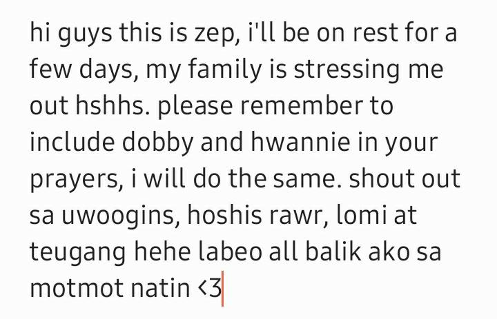 ctrlrutoz's tweet photo. [ REST ] ily all, include dohwan in your daily prayers and always remember to stream boy <3 mwah i'll be back https://t.co/wjPxtXW3Ew