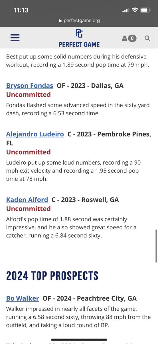 kadenalford23's tweet photo. Listed on the top 2023 Prospect List from the 2021 WWBA Workout Showcase at East Cobb last Wednesday. Thanks to @PerfectGameUSA ! @PG_Georgia @PG_Scouting @SP_Prowlers @PG_Uncommitted @UNCOMMITTEDBSB @PGShowcases @D1Uncommitted @PrepSoutheast @PisgahBaseball https://t.co/DYp36u6Yao