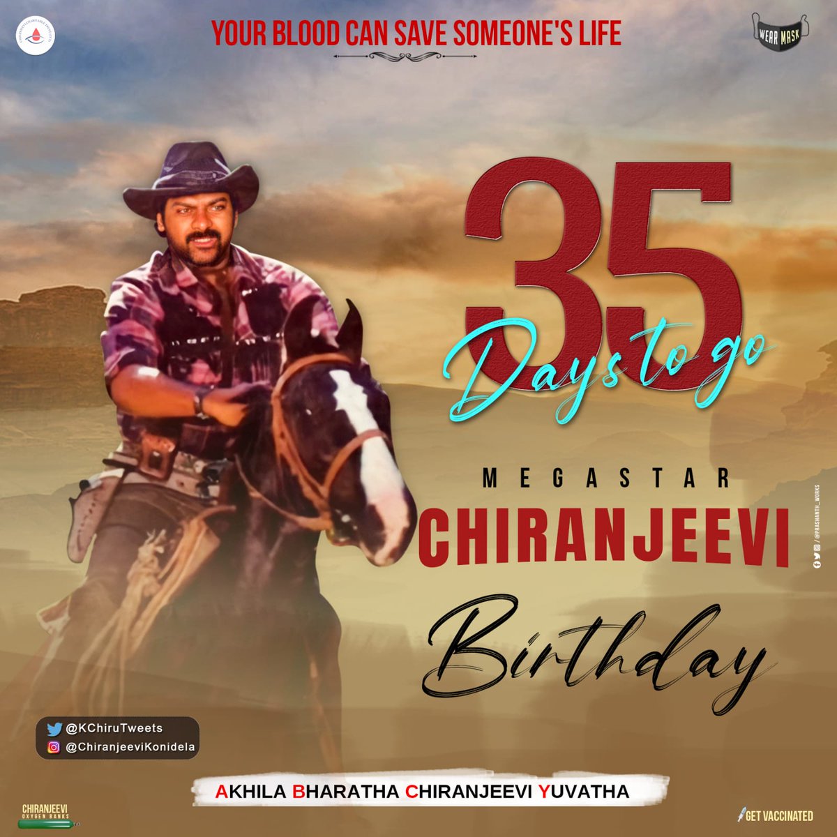 bobby_yedida's tweet photo. #MegastarChiranjeevi @KChiruTweets B'Day Celebrations, 2021.

Your Blood can save someone's Life.

#35DaysToGo
#HBDMegastarChiranjeevi https://t.co/q7oSVyxhUe
