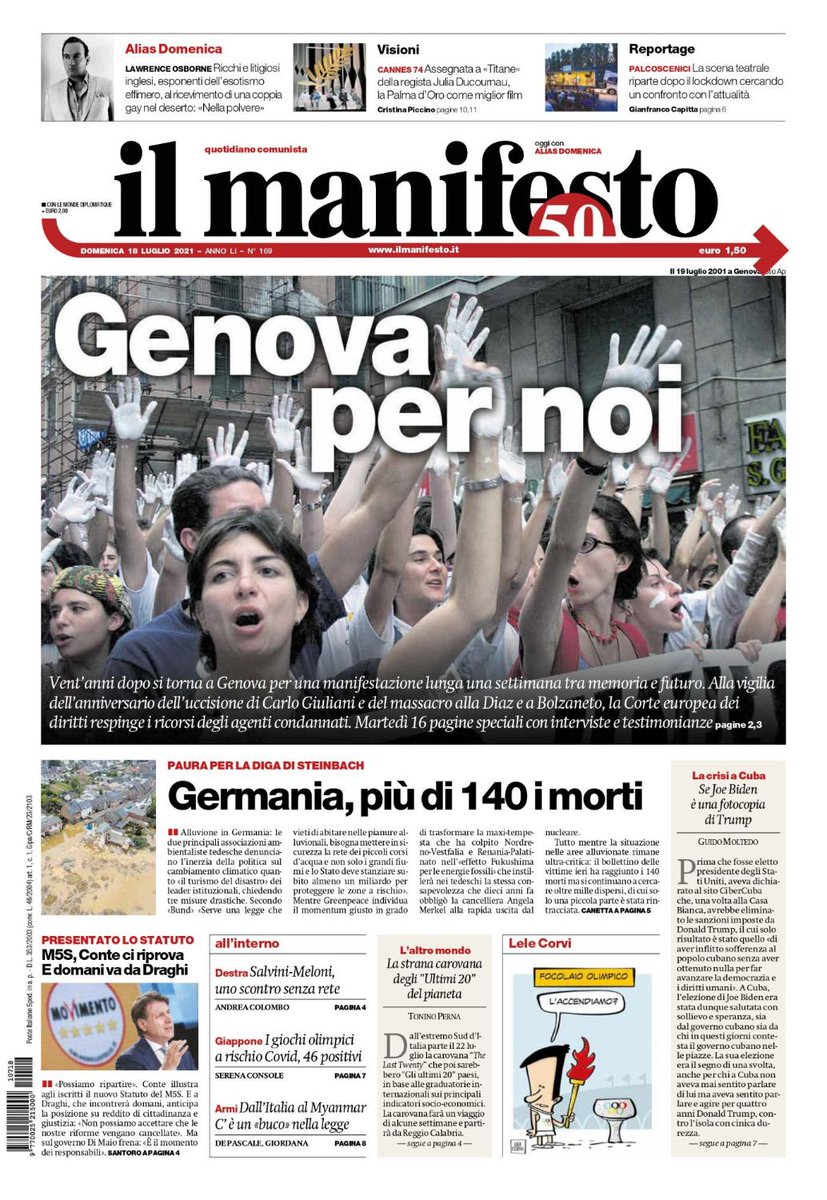 Vent’anni dopo si torna a Genova per una manifestazione lunga una settimana tra memoria e futuro. Alla vigilia dell’anniversario dell’uccisione di Carlo Giuliani e del massacro alla Diaz e a Bolzaneto, la Corte europea dei diritti respinge i ricorsi degli agenti condannati