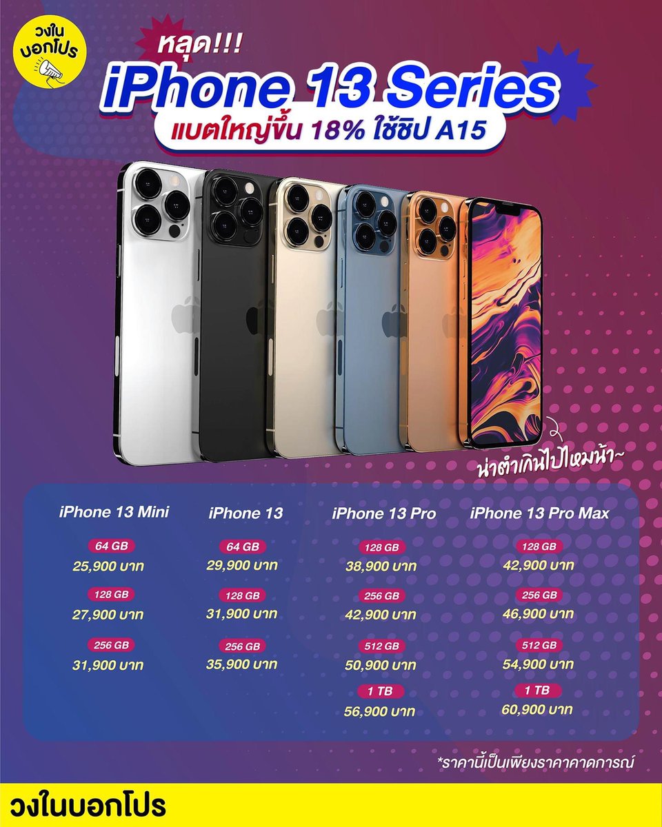 kingtech_th's tweet photo. ถ้าเปิดให้ผ่อน iPhone 13 ล่วงหน้า
กว่าจะเปิดตัวก็ผ่อนครบพอดี
ของเข้าไทยแล้วรับของได้เลย ได้ใช้รุ่นใหม่ก่อนใคร
.
จะมีใครอยากผ่อนมั้ยนะ ? 
Cr ภาพ. : วงในบอกโปร
#ไอโฟน13 #ไอโฟน #ผ่อนไอโฟน #กล่องสุ่มไอโฟน https://t.co/b2m3o1XwLJ
