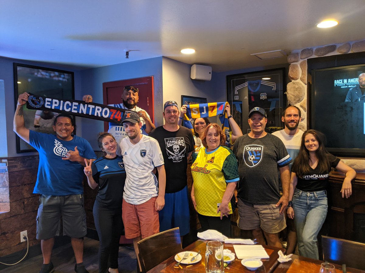 QuakesSocial's tweet photo. Love the unity! @TheFaultliners  @epicentro74  🥰🥰🥰

This is what it's about for away games fam 🖤💙 https://t.co/62hD1l3ilX