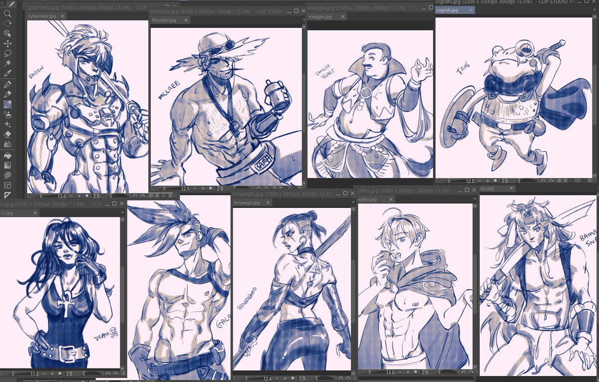 another day, another stream of (mostly) shirtless doodles 