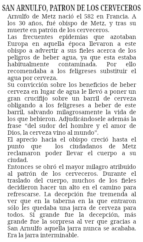 comatecsa's tweet image. San Arnulfo Patrón de los cerveceros