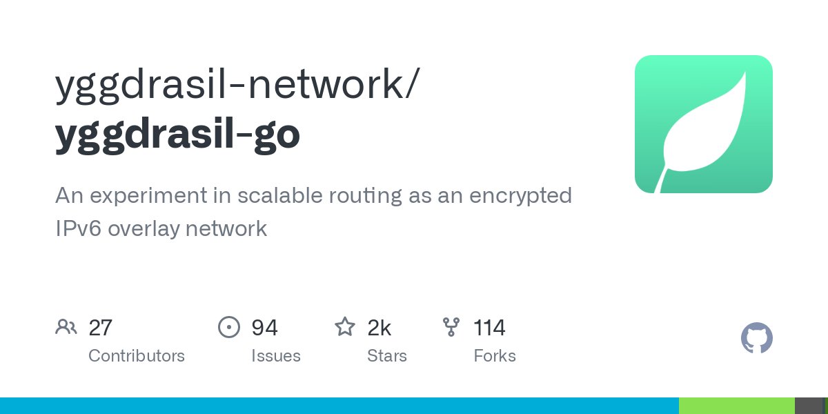 Yggdrasil is an early-stage implementation of a fully end-to-end encrypted IPv6 network.
✔️ Lightweight.
✔️ Self-arranging.
✔️ Supported on multiple platforms.
Read more: dlvr.it/S3xc6k

#devops #devsecops #Linux #mac #windows #networking #git #JSON