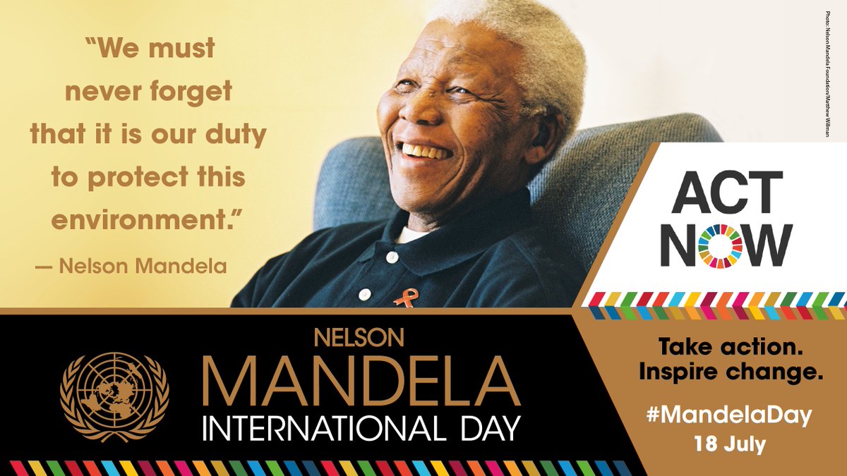 UNEP's tweet photo. Today on #MandelaDay &amp; every day, let’s build on Nelson Mandela's legacy and change the world for the better.

Every action counts.

#ActNow for a more sustainable future: https://t.co/kJiO9NQOW4 https://t.co/wmV2l0gU1F