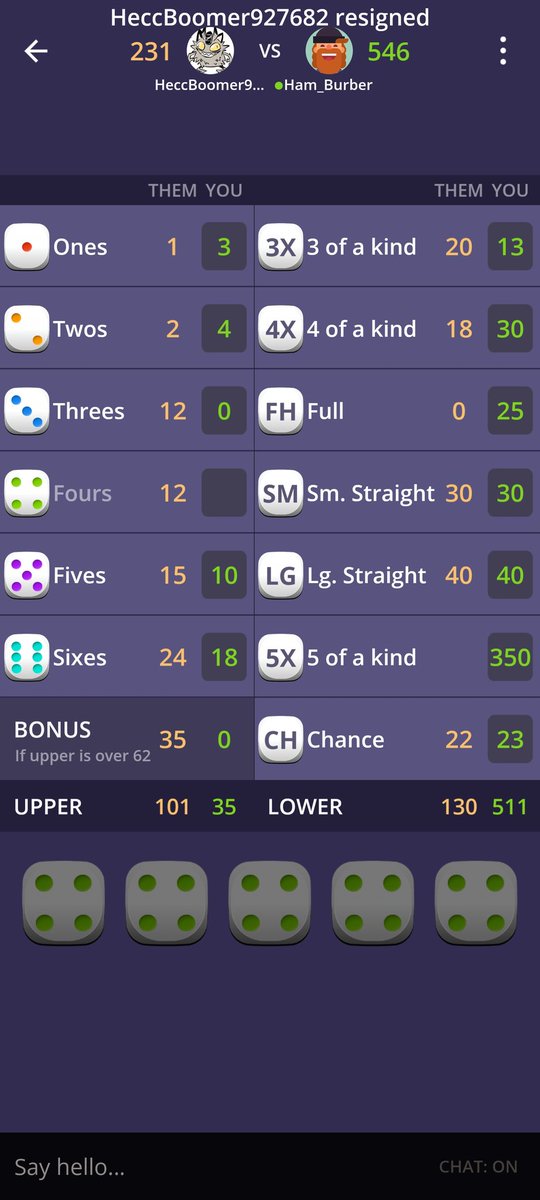 Its_Gamer_Time's tweet photo. That epic gamer moment when you get 4 yatzees in a game 😎 https://t.co/t8E2KU7KHD
