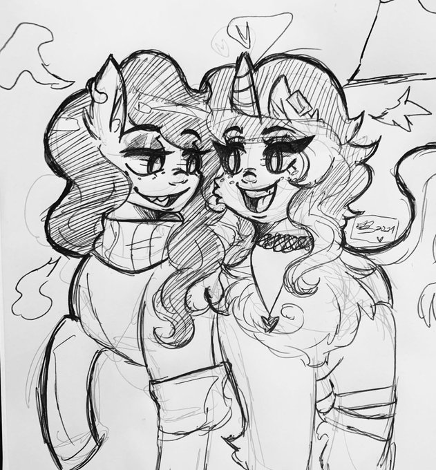 me and @MapleWozapi's mlpsonas being very cool &amp; epic 😌 

#sketch 