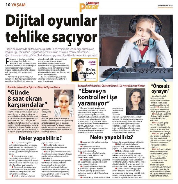 Bugün @milliyet_gazete’sinde tanıdık ili yüz var 🙈 Dijital oyunlar ile ilgili yazımızı kaçırmayın 🙏🏻 #milliyetgazetesi #dijitaloyunlar #eğitimteknolojileri #ebeveyn #dijitalebeveyn #teknolojikebeveynler #dijitalmedyaveçocuk