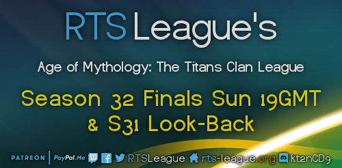 RTSLeague's tweet photo. RTS League's Age of Mythology: The Titans Clan League, Season 32 is coming to its head this Sunday at 19:00 GMT with Finals between TheUnCrapAbles Lizowl and Deities of Death - watch on our channel and let's set the tone with the owed story of last season: https://t.co/TZXn4zeT8g https://t.co/CFvq7a0Y2w