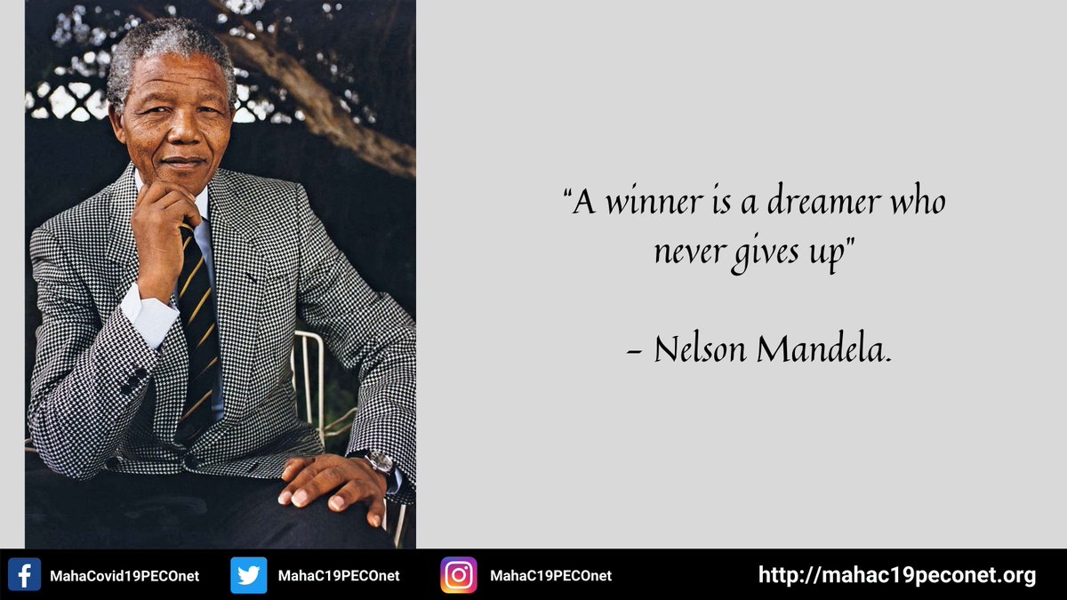 MahaC19PECOnet's tweet image. “A winner is a dreamer who never gives up” ― #NelsonMandela 

Name or tag an individual to show them that you believe in them and that they inspire you.

#MandelaDay #RISEinfinity #MahaPecoNet

@karonshaiva @nvcmenon @YkabirYusuf @niranjanaher @Antoferns7 @AandaleebQur